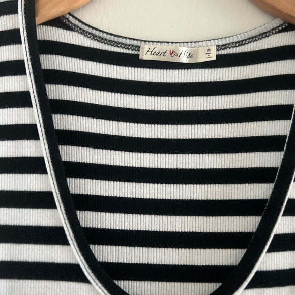 Heart ❤️ Hips Black & White Stripe Soft Stretch Body Con Midi Dress #midi - Picture 3 of 3